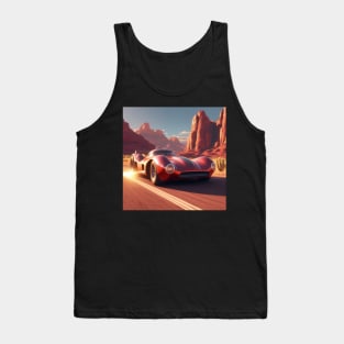 A Retro-Futuristic Racing Car Travelling Through The Arizona Desert At Dusk. Tank Top